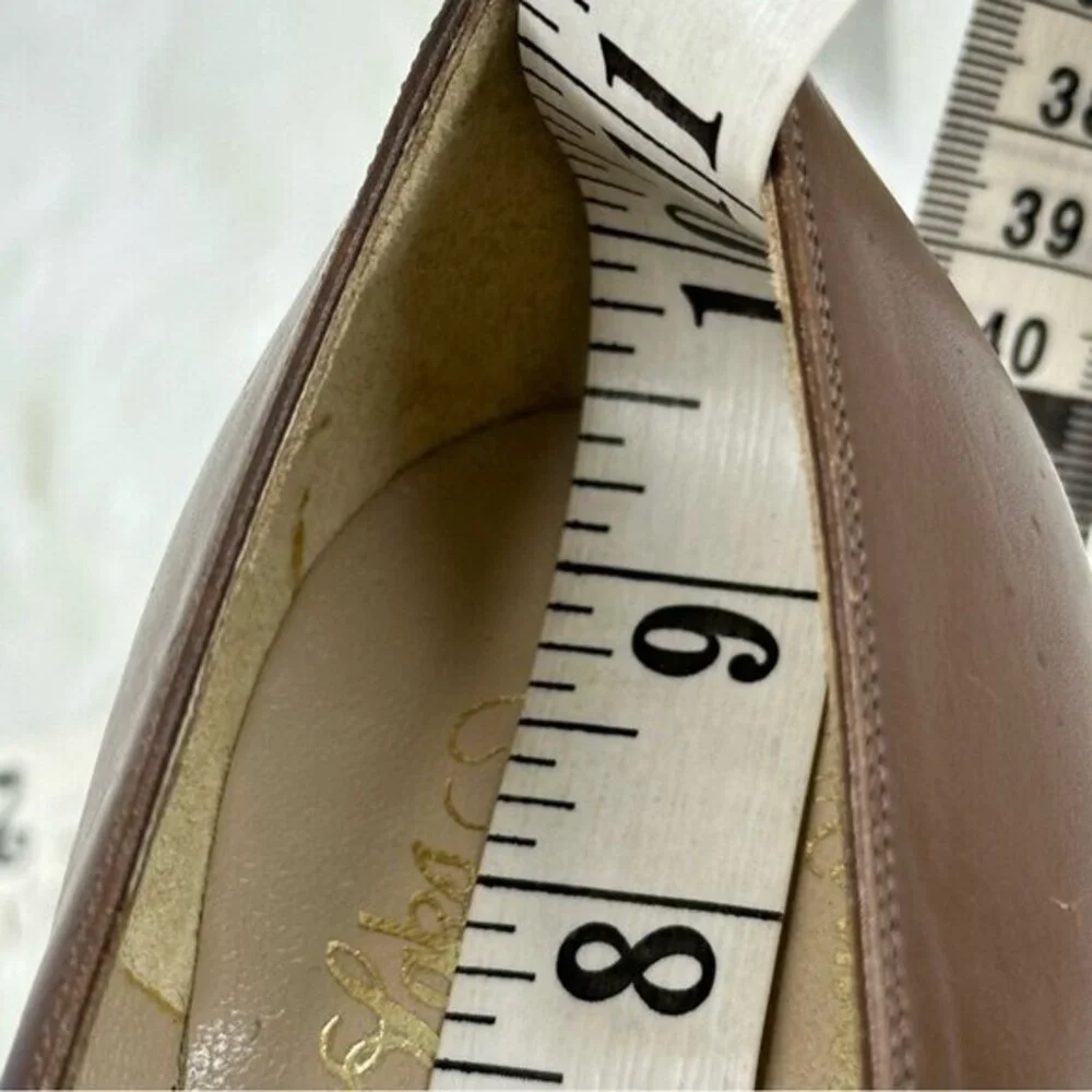 Salvatore Ferragamo Brown Leather Lizard‎ Cap Toe Pumps Block Heel 6.5 B Italy